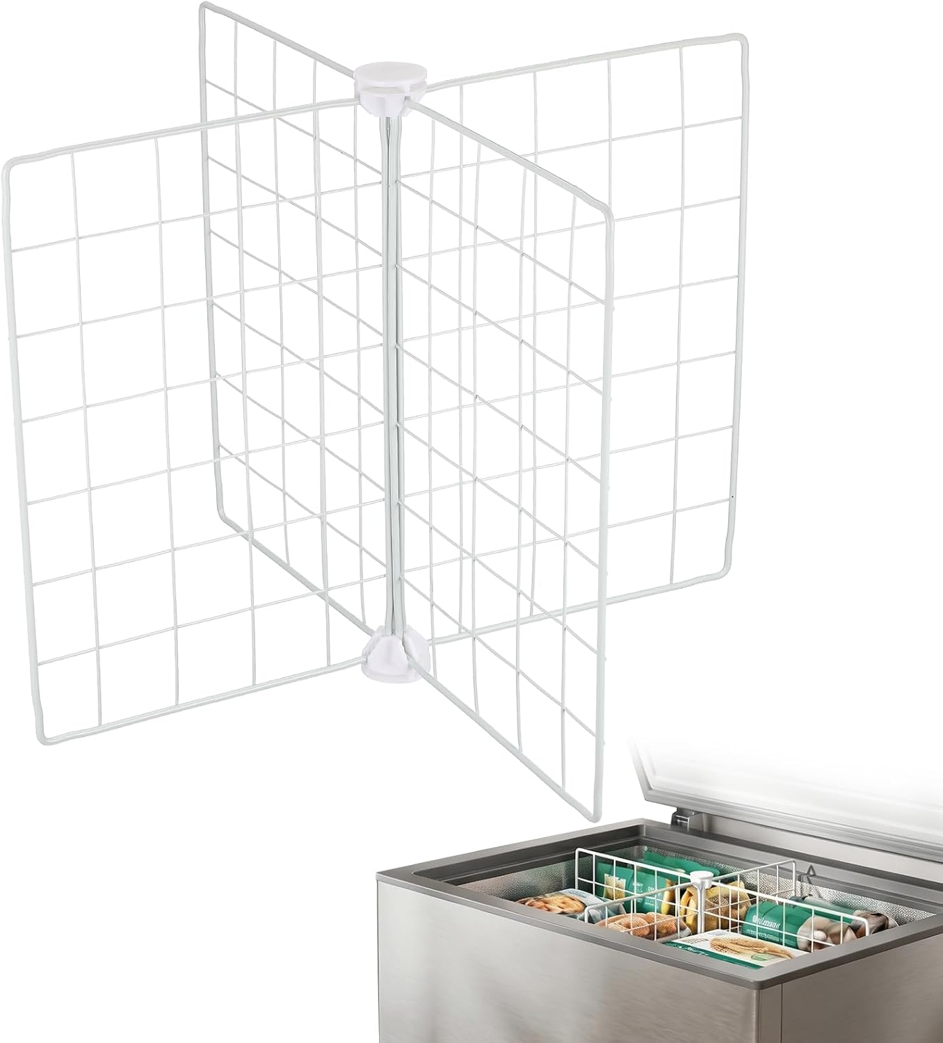 BESTYASH Chest Freezer Dividers, 2-Pack, 8 Metal Wire Panels Total, White