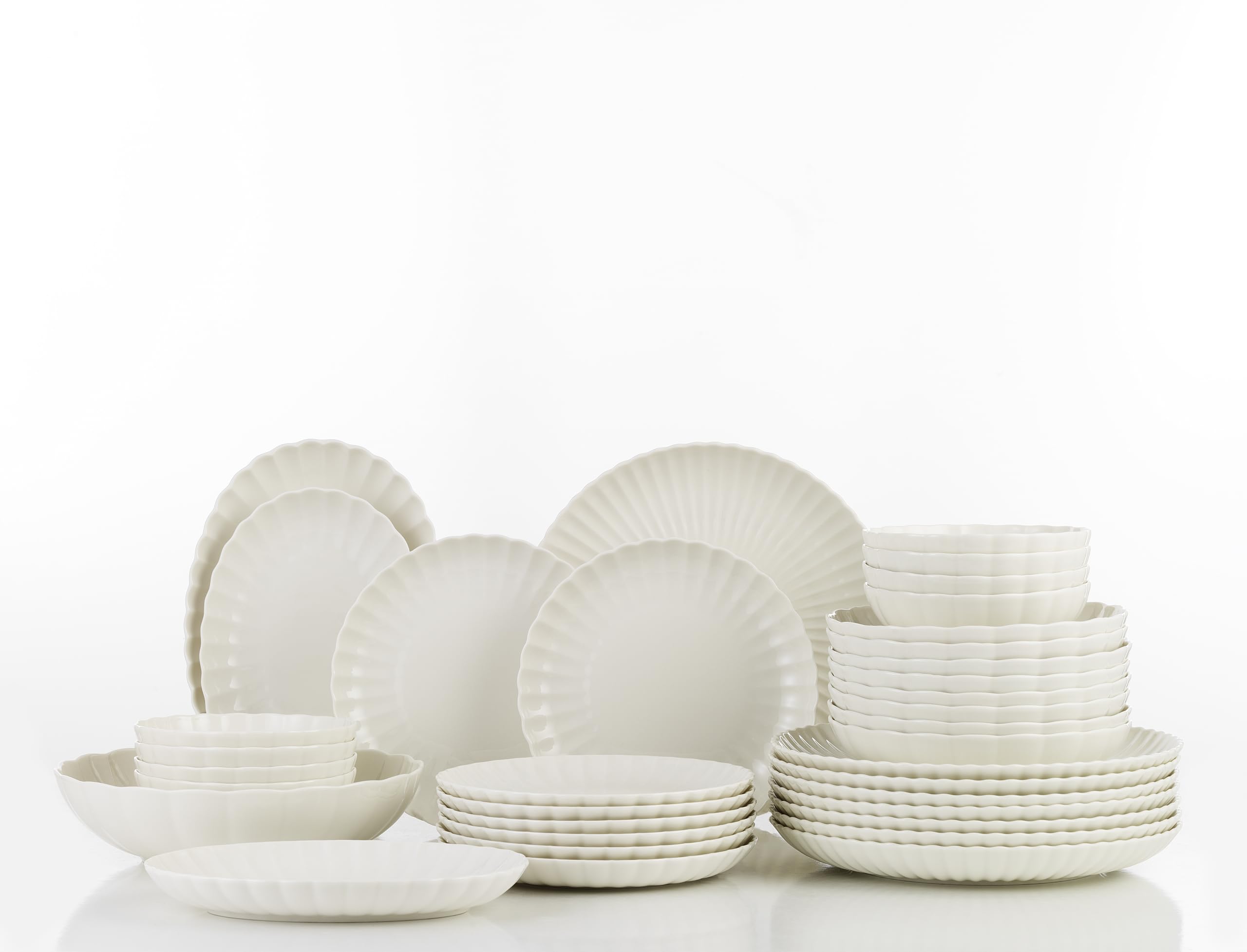 Kütahya Porselen Bone Luz Service de table 36 pièces pour 8 personnes – Service de table en porcelaine de qualité supérieure, passe au lave-vaisselle