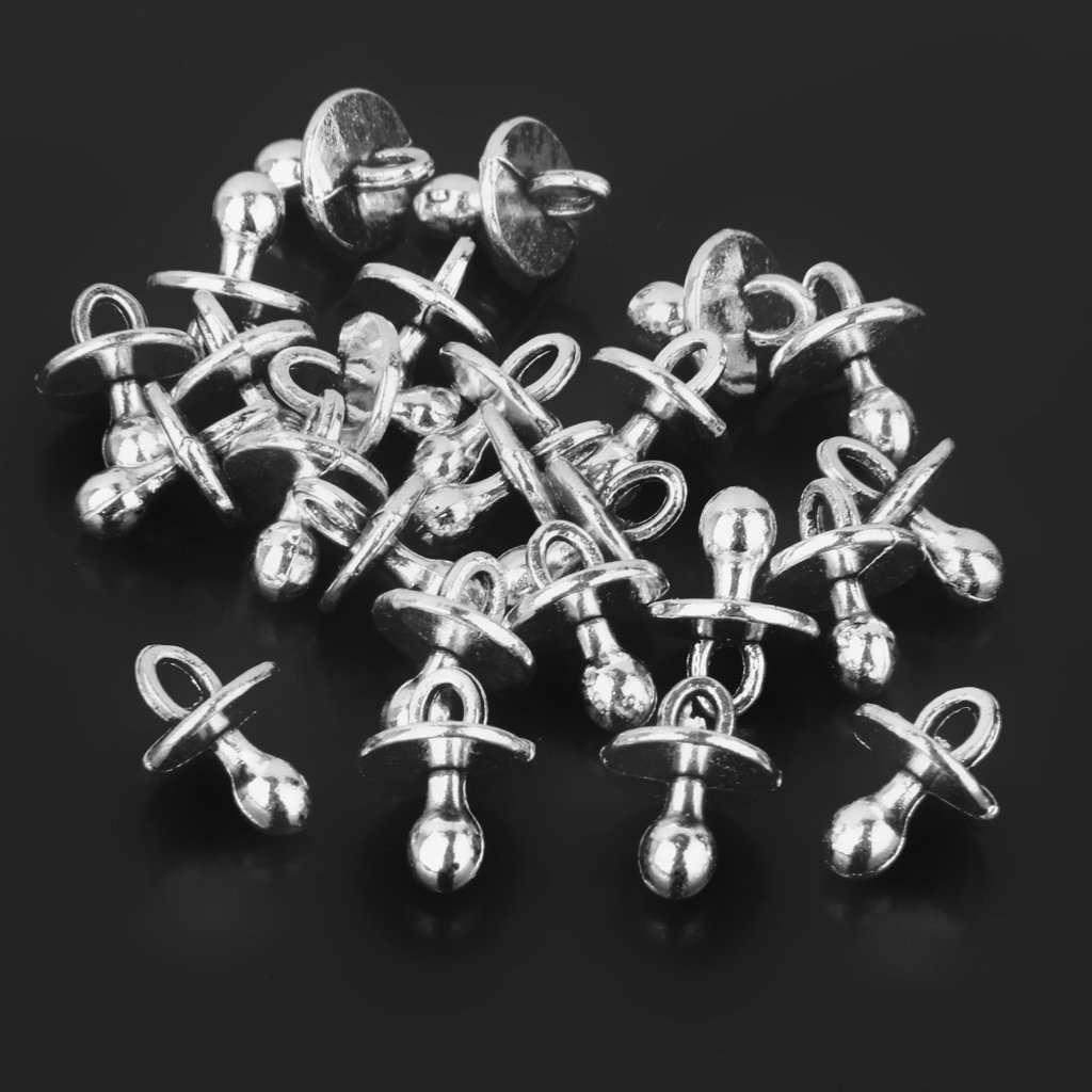 Gazechimp 25pcs Pendentif Sucette Bébé en Alliage Argent Breloques pour Bijoux Artisanat Bricolage DIY