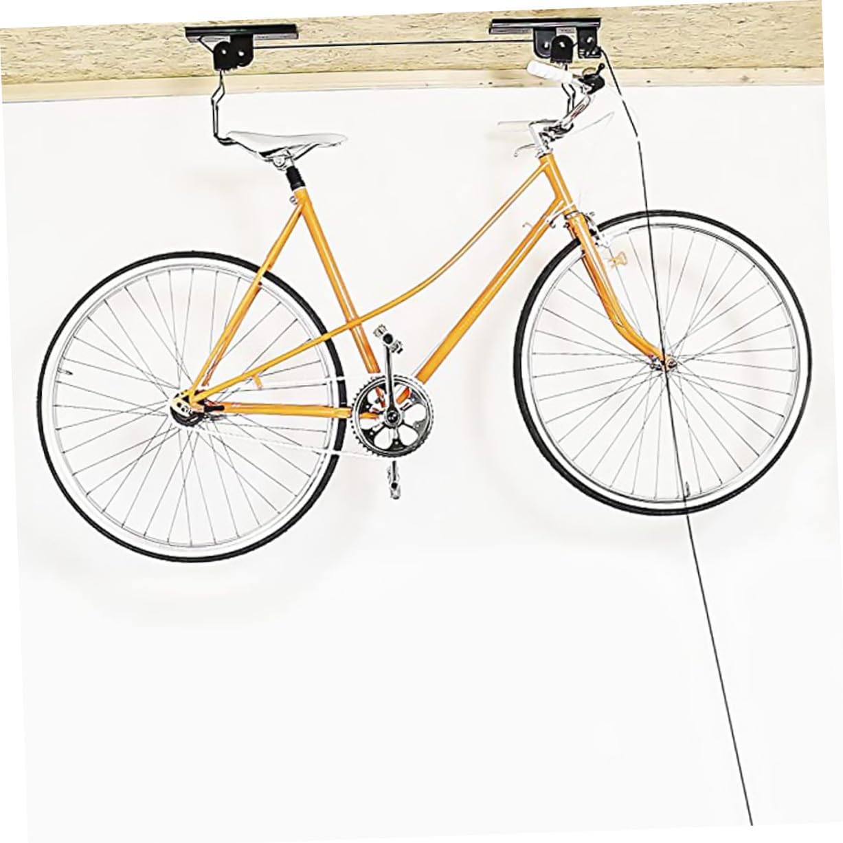 Heavy Duty Bike Ceiling Mount Hanger for Indoor Garage Storage Solid Wall Rack with Pulley System Space-saving Bike Hoist for Mountain Road and Gear