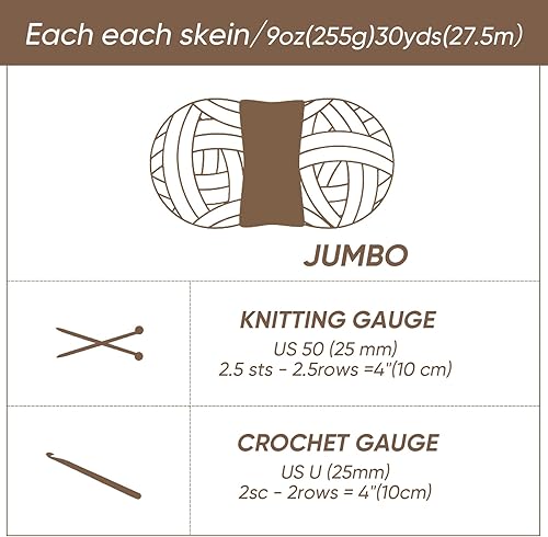 Miniatura 3 de Paquete de 6 hilos de felpilla gruesa jumbo  1530 (54 onzas) 184 yardas (551.2 ft), hilo grueso para tejer a mano, cojines, cama de mascotas, suave