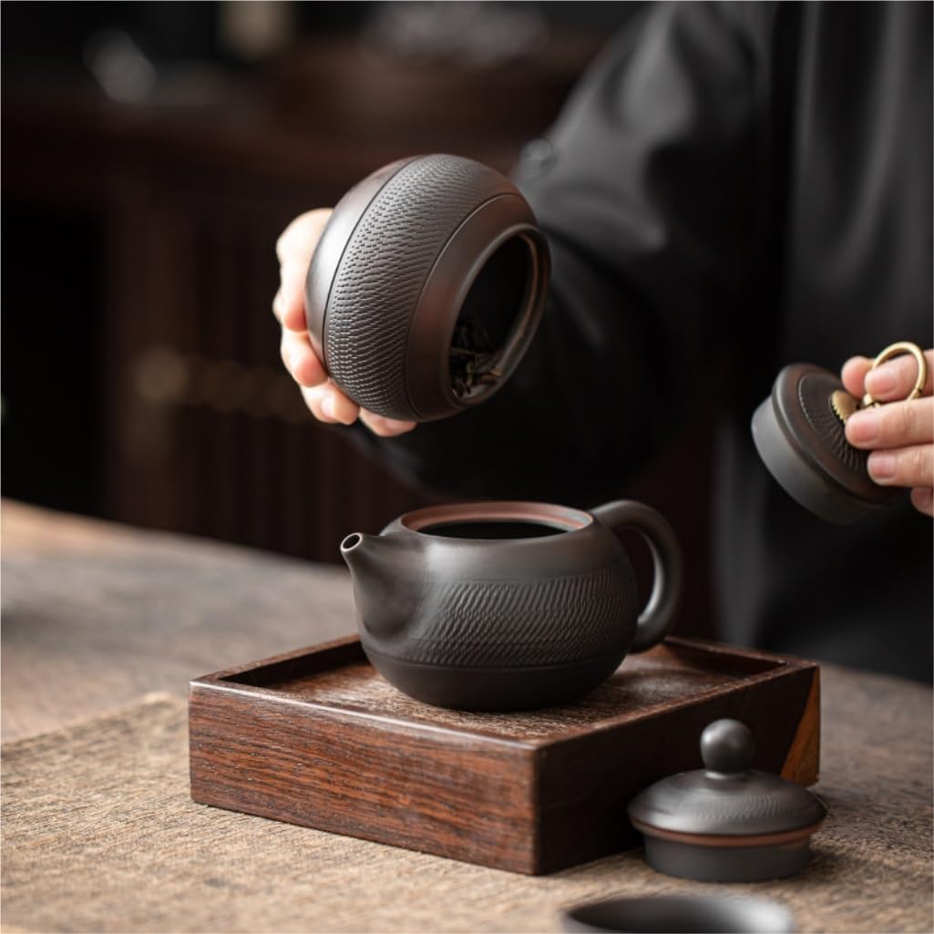 LAPADULA Pojemnik na herbatę fioletowy ceramika mały skaczący nóż słoik do przechowywania herbaty retro ceramiczny słoik do przechowywania herbaty czarna herbata zamknięty słoik magazyn herbaty słoik