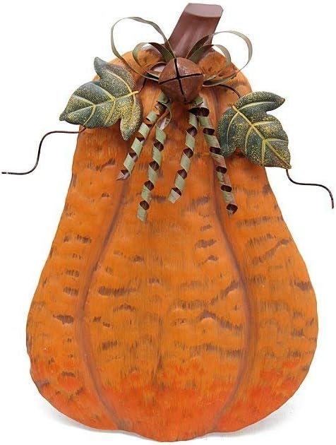 Grace HomeRustic Metal Pumpkin Indoor Outdoor Decor Free Standing Metal Pumpkins Yard Statue for Fall Harvest Decor Thanksgiving Halloween Lawn Decorations - (13.5โโH)