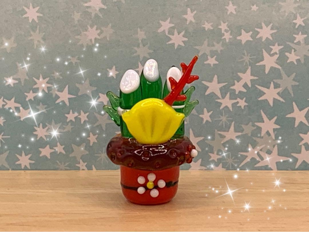 可愛い°門松ミニチュア ガラス細工ミニ正月 ミニ門松 玄関