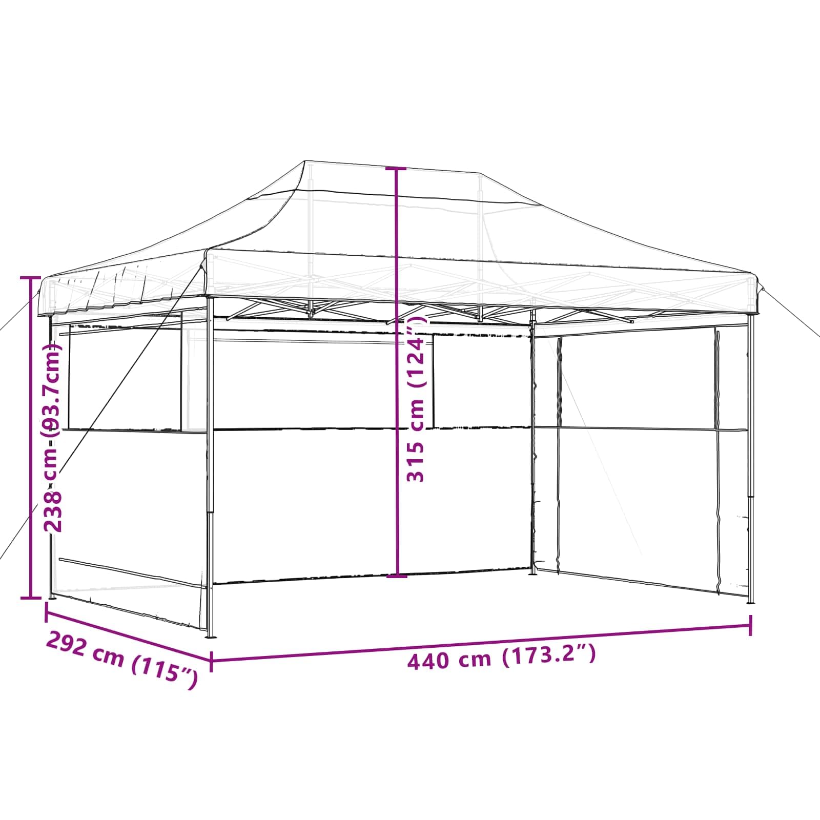 Carpa plegable para fiestas con 3 paneles laterales de terracota – Carpa plegable para eventos, bodas y fiestas, tela Oxford con revestimiento de PVC