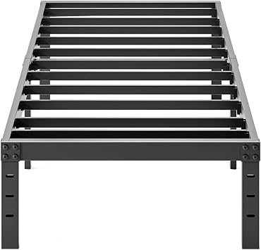 Twin Bed Frame Heavy Duty,18" Black Metal Platform Bed Frame,Sturdy Steel Frame,No Box Spring Needed,Noise-Free,Easy Assembly