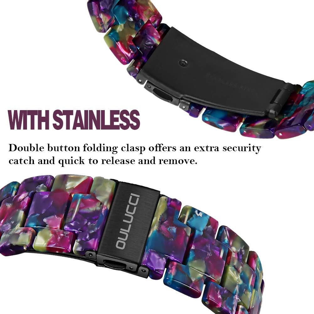 OULUCCI Compatible with Apple Watch Bands For Women, Fashion Resin iWatch Bands For Series 11 10 9 8 7 6 5 4 3 2 1 SE (Flower Purple Green, 38mm/40mm/41mm/42mm-Series11/10) - Image 4