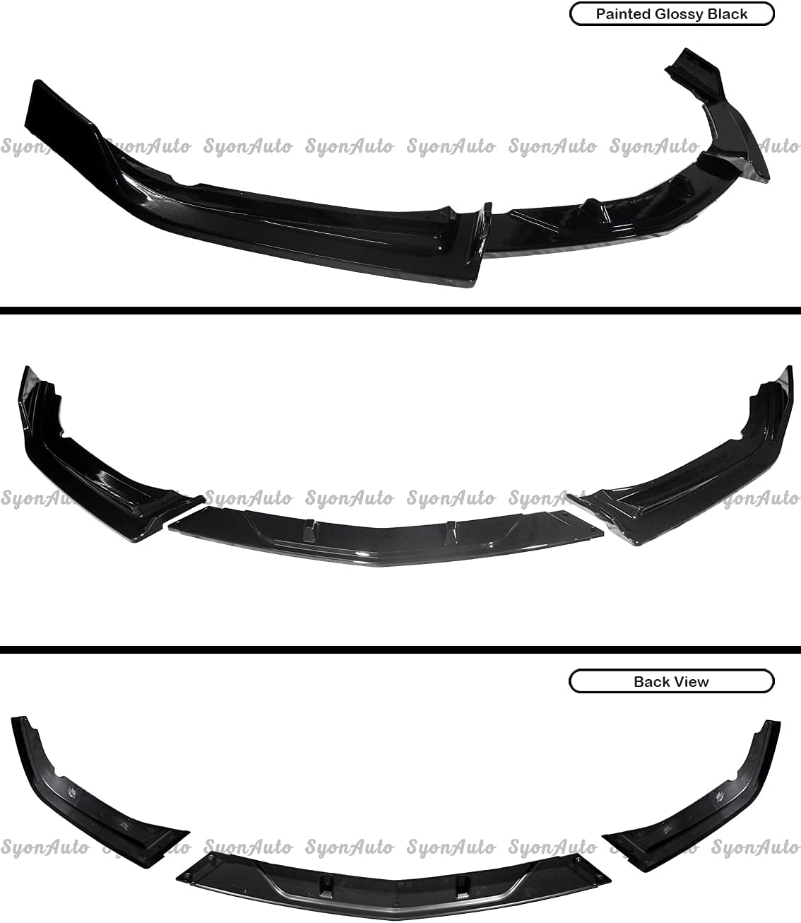 FITS 2016-2021 HONDA CIVIC 4DR & 2DR GLOSS BLACK BATTLE STYLE FRONT LIP SPLITTER
