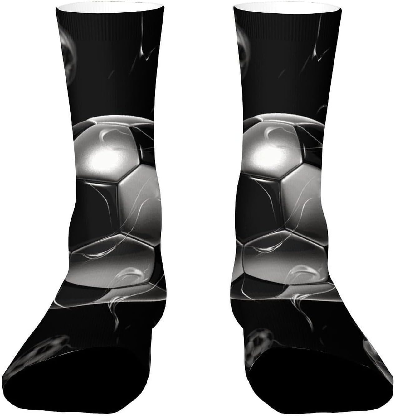 Breathable Sports Socks, Moisture Wicking, Lightweight Crew Socks | Soccer Black Athletic Calf Socks for Women Men, Casual, Anti-Slip, Multifunctional Work Socks