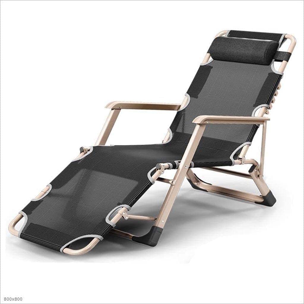 Chaise Longue Pliante Noire pour Balcon et Plage - Fauteuil de Relaxation Nomade