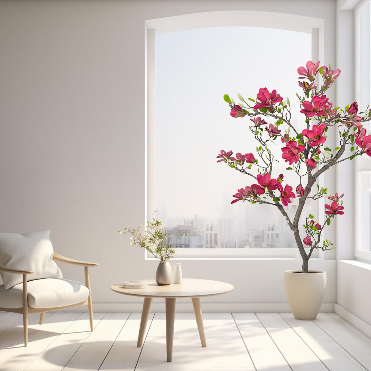 Alonfale 6-Foot Red Artificial Magnolia Tree – Realistic Faux Plant For Indoor Or Outdoor Decor