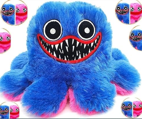 Reversible Plush Smiling Critters Cat𝖭ap Plush Toy - 𝖧𝗎𝗀𝗀𝗒 𝖶𝗎𝗀𝗀𝗒 Plush Toy - 7.8 inch Reversible Plushie - Happy and Sad Moody Octopus Stuffed toy - Cute Plushies, Multicolor