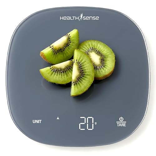 HealthSense Weighing machine for food, Kitchen weight scale with 5kg Capacity, 1g Accuracy, LED Display, Touch Tare Function, Glass Surface, Overload Indicator, Auto-Off | 1 Year Warranty – Chef-Mate