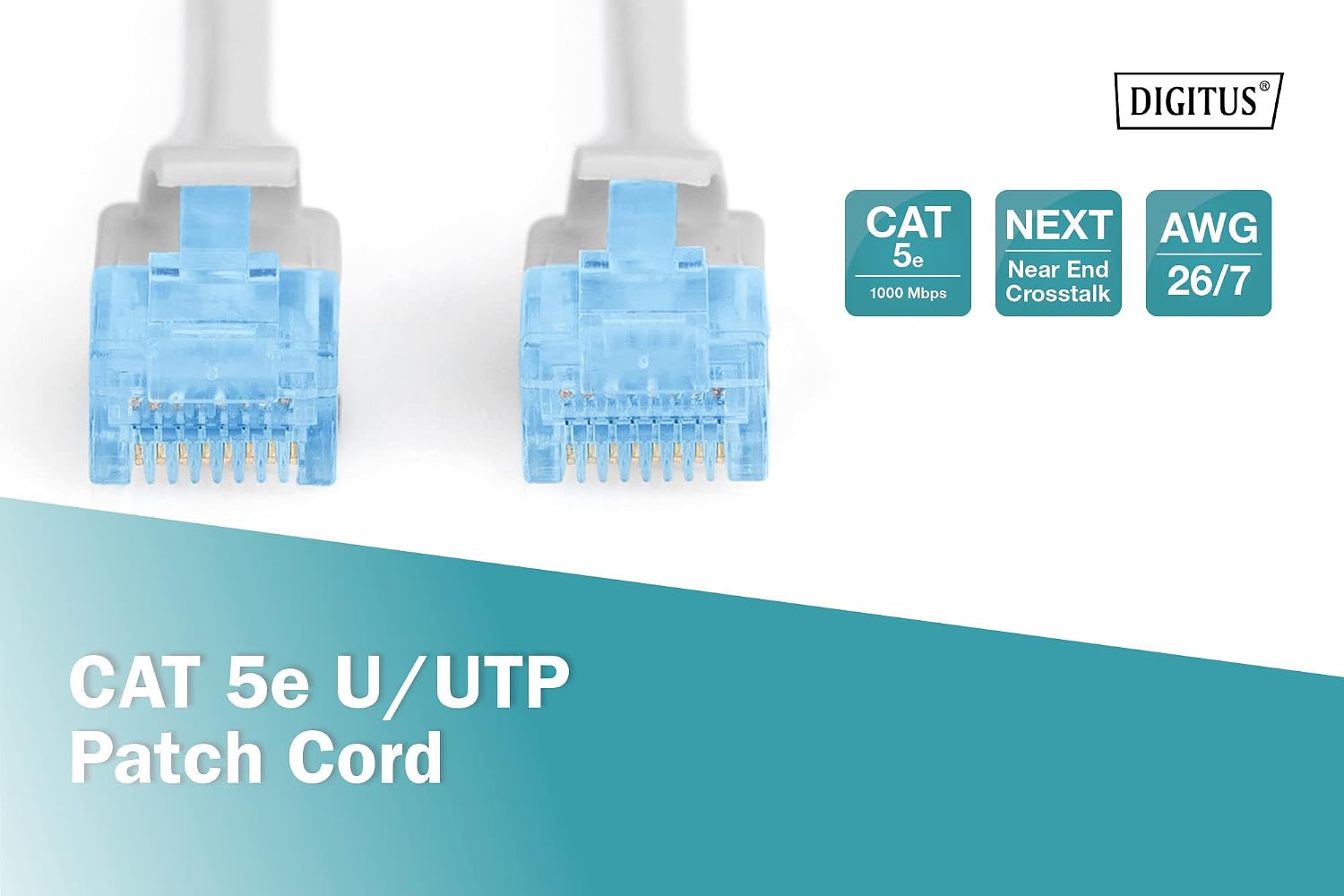 DIGITUS Cat 5e LAN Cable, 3m, CCA Network Cable with RJ45, U/UTP Unshielded, Cat-6 & Cat-5 Compatible, Grey