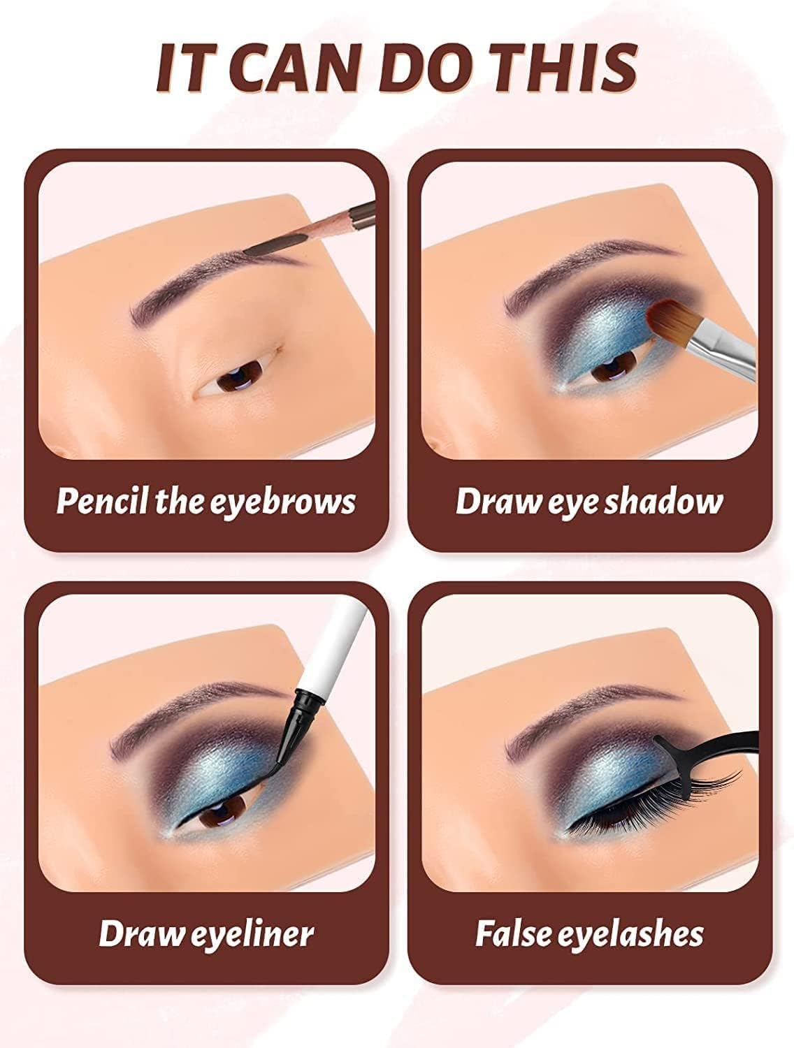 ZemGlam Makeup Practice Face Board, face dummy for makeup practice, Practice Skin Board, for Makeup Practice Mask Skin Face Eye Makeup Practice for Beginner Makeup Artist Perfect Makeup (1 Pcs, Skin) 4