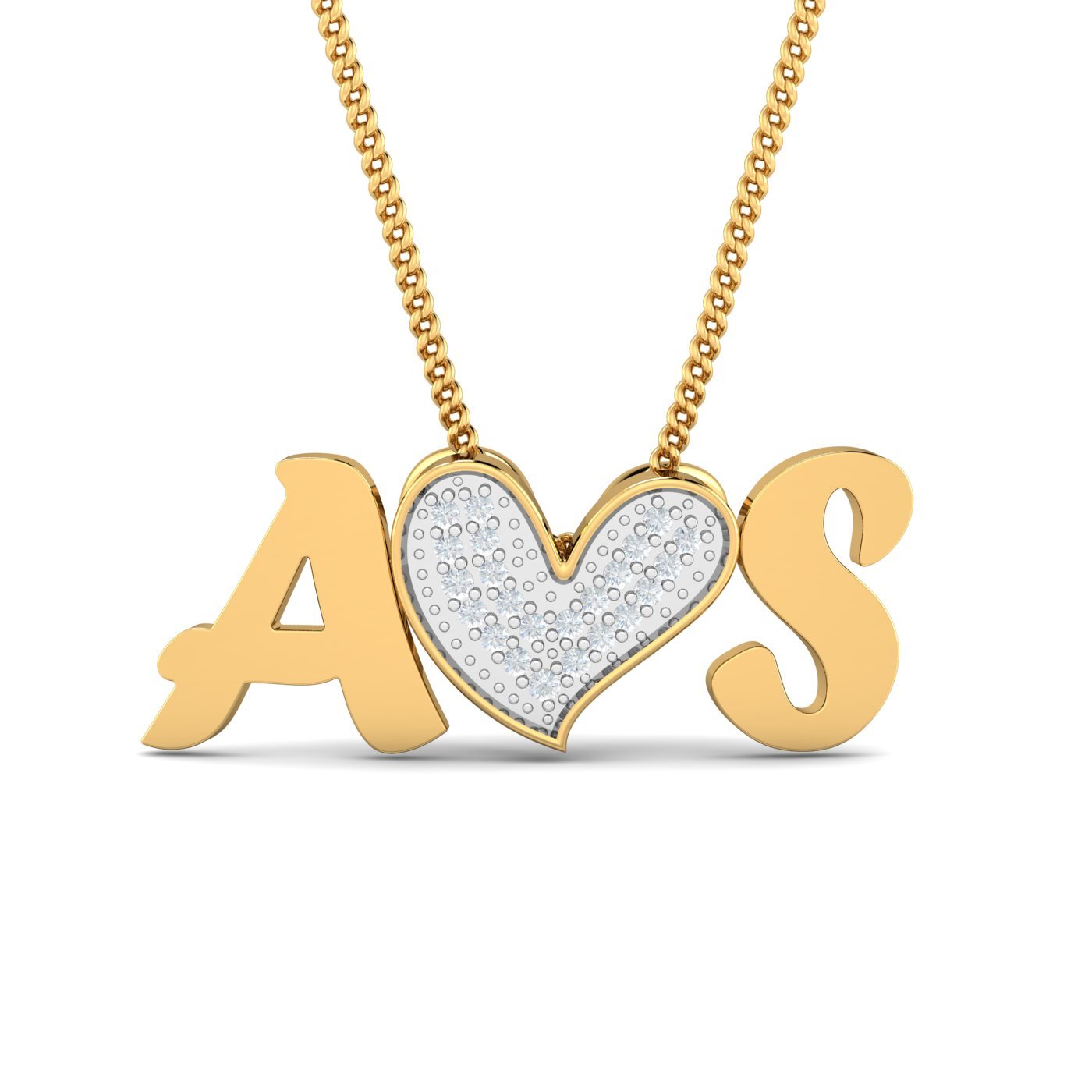 14KT Yellow Gold XX Initials Heart Pendant for Women-image-27