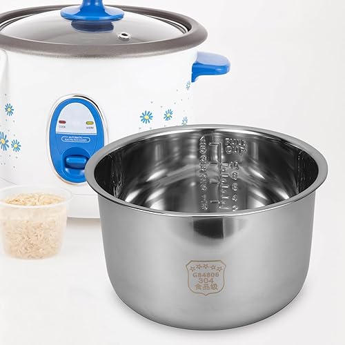 Miniatura 7 de UPKOCH Olla interior de acero inoxidable para arrocera, repuesto de revestimiento de olla a presión de 5.28 cuartos de galón5 litros, olla
