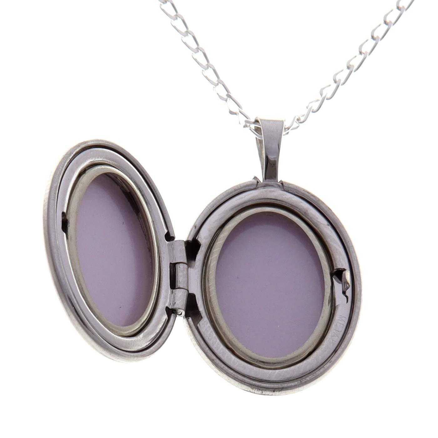 Pendente ciondolo medaglia piccola ovale Argento sterling con collana 46cm
