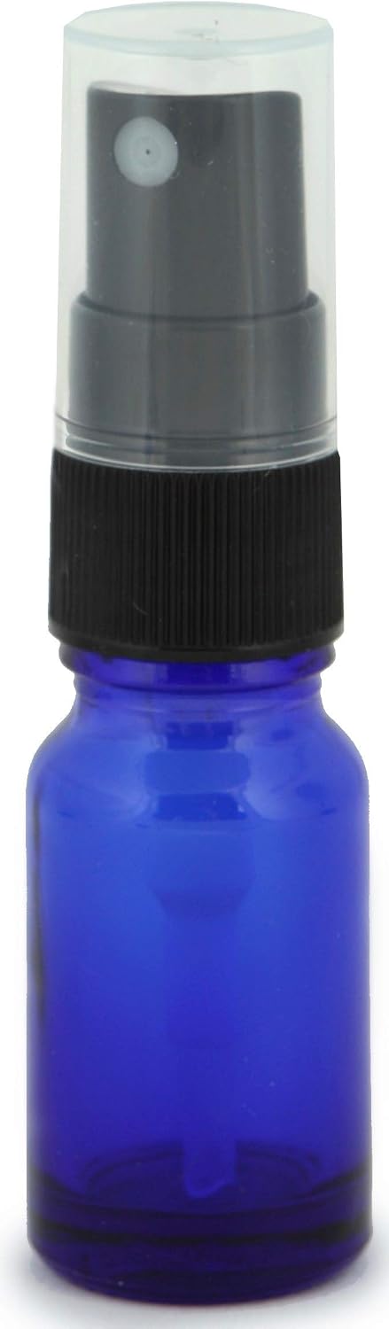 Vivaplex, 24, Cobalt Blue, 10 ml (1/3 oz) Glass Bottles, with Black Fine Mist Sprayer's