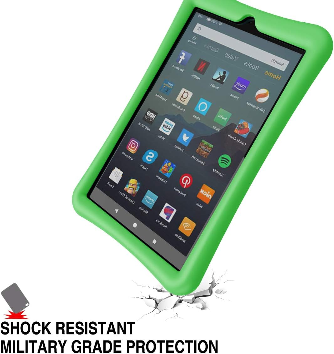 BMOUO Case for All-New Amazon Fire HD 8 Tablet (7th and 8th Generation, 2017 and 2018 Release) - Light Weight Shock Proof Soft Silicone Back Cover for Fire HD 8, Green