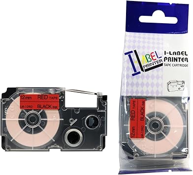 LM Tapes Premium Compatible Label Tape Replacement for Casio XR12RD 1/2 in Black on Red Labeling Tape for use in Casio XR-12RD 12mm, 1/Pack