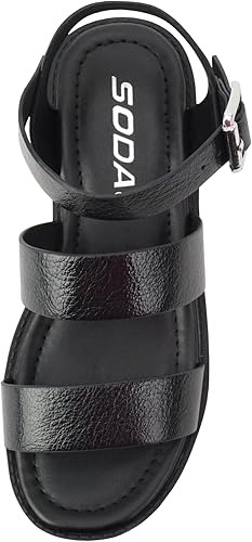 Miniatura 5 de Soda CUENTA-2 Sandalias de tacón de bloque de moda con puntera abierta, dos bandas, con correa ajustable en el tobillo