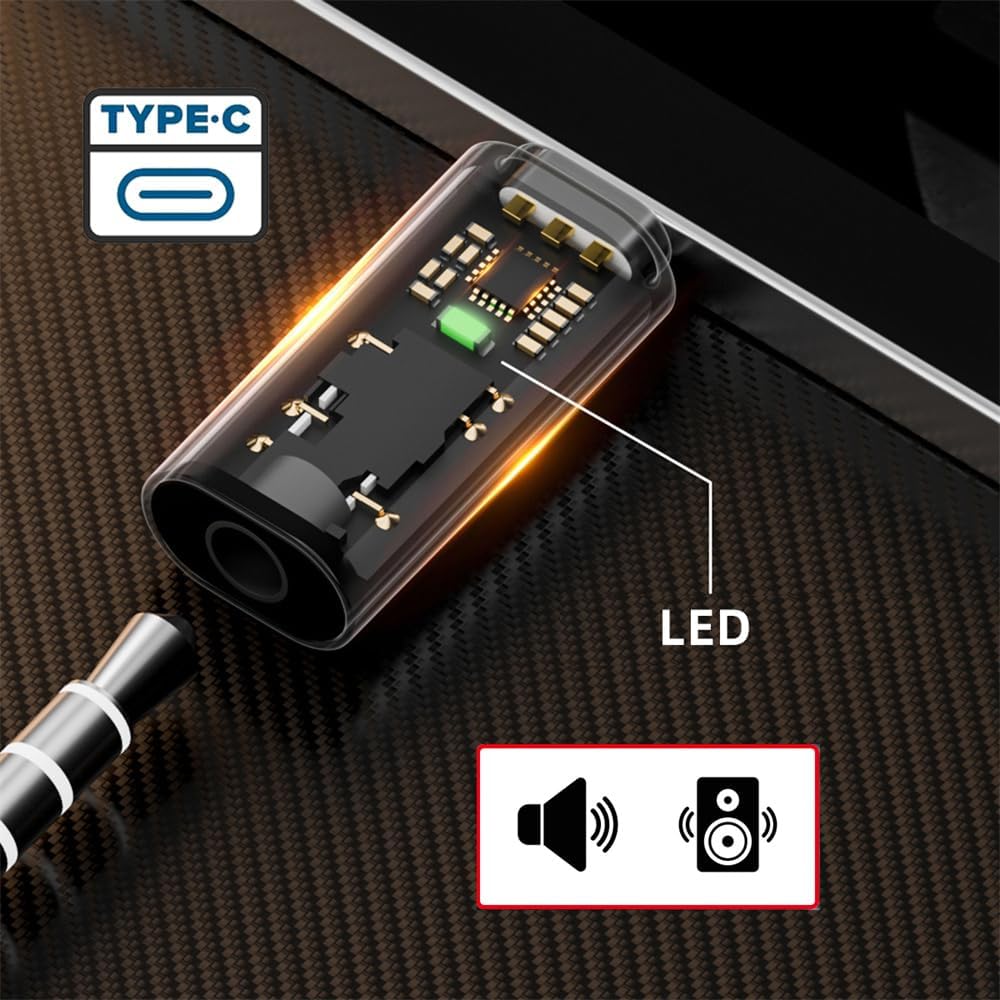 cablecc 2pcs/lot USB-C Type C to 16bit 48kHz 3.5mm Audio AUX & MIC Sound Card Adapter Compatible with Laptop Tablet Phone