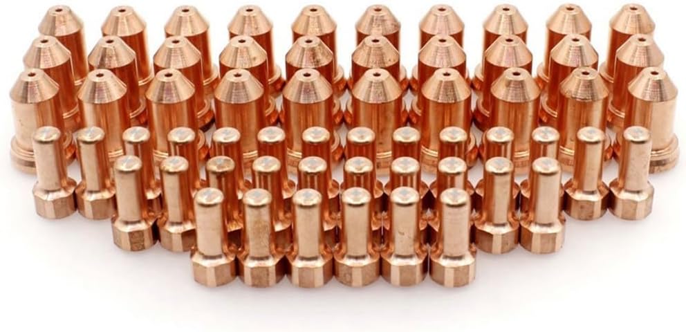60Pcs PT-80 PT80 IPT-80 PTM-80 Plasma Cutting Torch Consumables, Electrode Nozzles Kits, Plasma Cutter Torch Electrode 1.0mm Tips 52558 51311.10, Compatible With WSP-061002 WSP-061004