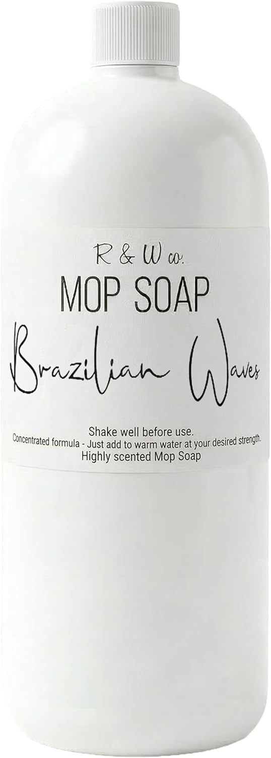 R&W CO. Original 32 oz Premium Mop Soap Brazilian Waves Scented, Gentle Floor Cleaner for all Surfaces, Non-Toxic, Pet and Skin Safe Formula, Streak-Free Shine