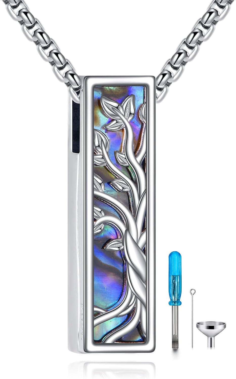 Urn Necklace Ashes 925 Sterling Silver Cremation Pendant Memorial Ashes Abalone Shell Pendant Jewelry Gift for Women Men