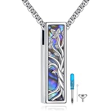 Urn Necklace Ashes 925 Sterling Silver Cremation Pendant Memorial Ashes Abalone Shell Pendant Jewelry Gift for Women Men