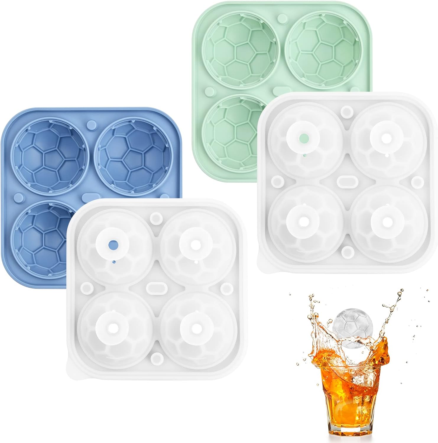 2-tlg Eiswürfelform Set - Runde Eiskugeln Mit Behälter Für Cocktails & Getränke