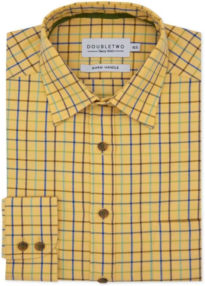 Double TWOMen's Tattersall Check Classic Shirts Outdoor Country Style Long Sleeve Shirt