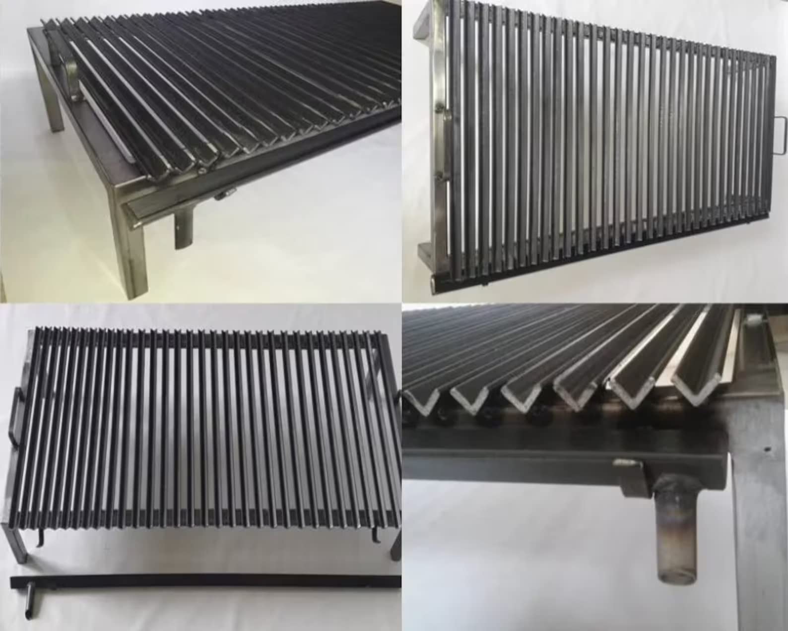 Premium Argentine Grill – Griglia in ferro angolare a V con manici e padella di scarico, griglia in ferro, resistente, barbecue (28 x 61 cm)