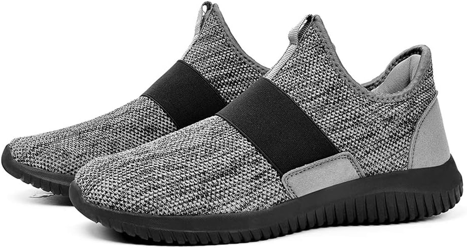 Troadlop Mens Running Tennis Shoes Knitted Breathable Walking Athletic Shoes Fashion Sneakers 7.5 Grey