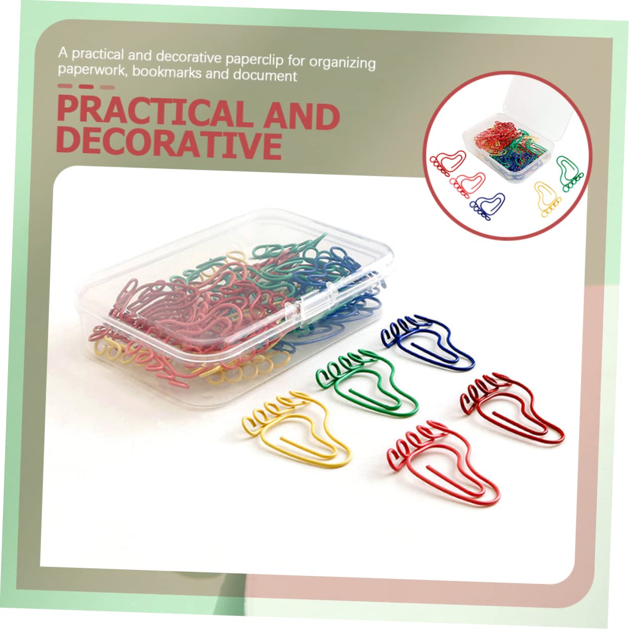 NUOBESTY 150stücke Fußabdruck-förmige Büroklammern Bunte Papierclips Für Dokumentenorganisation Praktische Und Dekorative Clips Für Schule Büro Und Zuhause