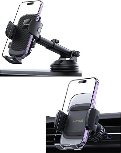 Lamicall Soporte para teléfono celular para salpicadero de automóvil + soporte para teléfono de ventilación de automóvil
