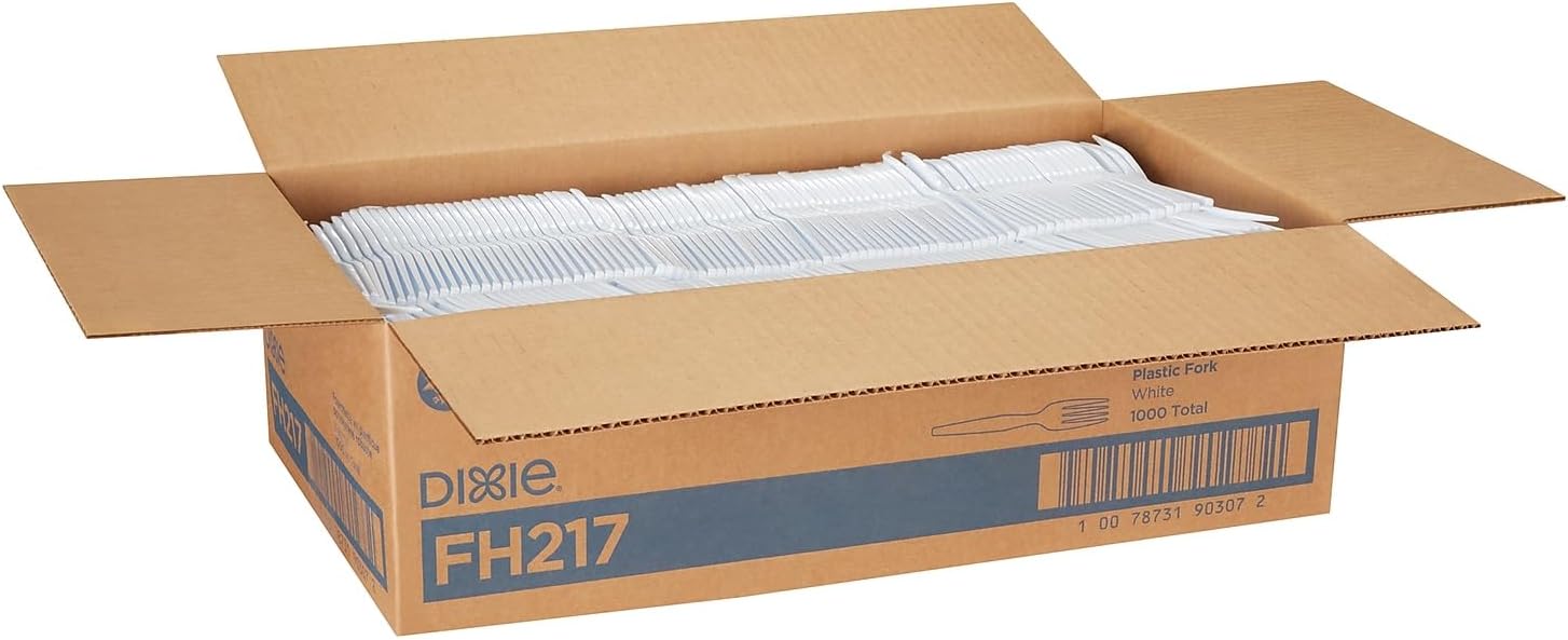 Dixie FH217 Heavyweight Cutlery, Forks, White, 1000/Carton