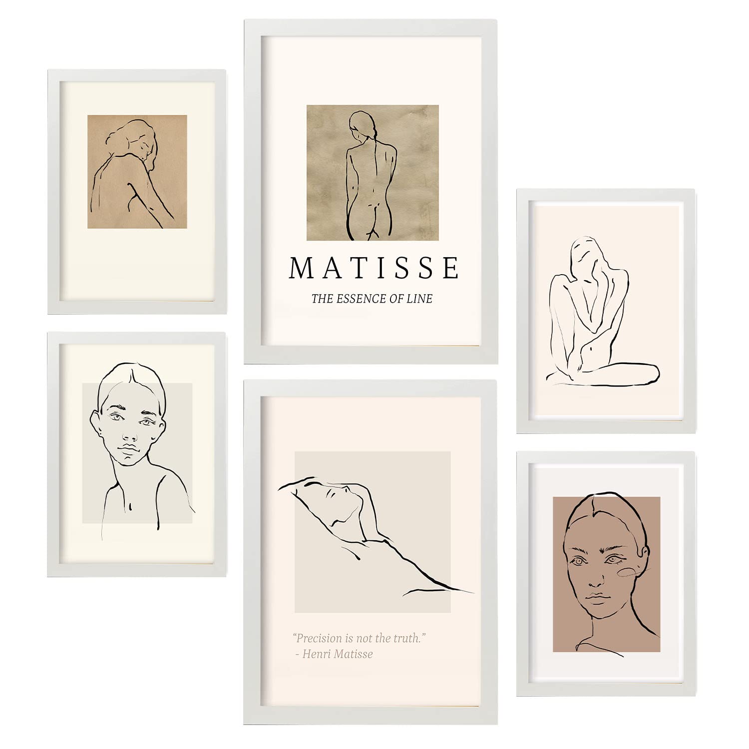 Nacnic Set of 6 posters Beauty of Bodies. Collection of posters in collage aesthetic for interior decoration. Sizes A3 and A4. White frames.