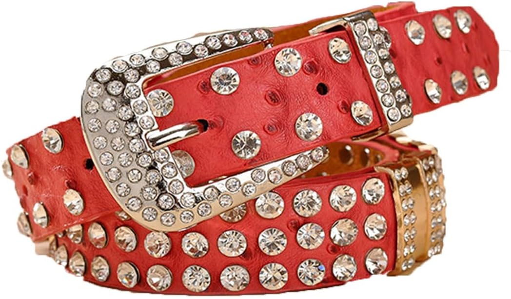Fashion Rhinestone Belts for Women Designer PU Leather Belt Western Studs Leather Belts