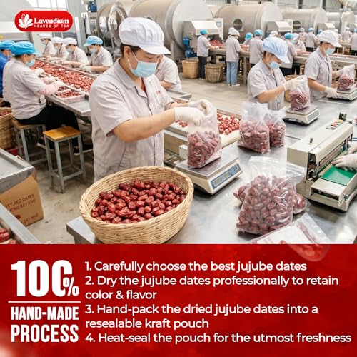 Image of Lavendium, Premium 25oz Dried Jujube Dates, 100% Natural & Pure Red Dates, No Additives or Preservatives, Non-GMO, Gluten-Free, Plant-Based & Vegan, Perfect for Snacking, Tea & Cooking