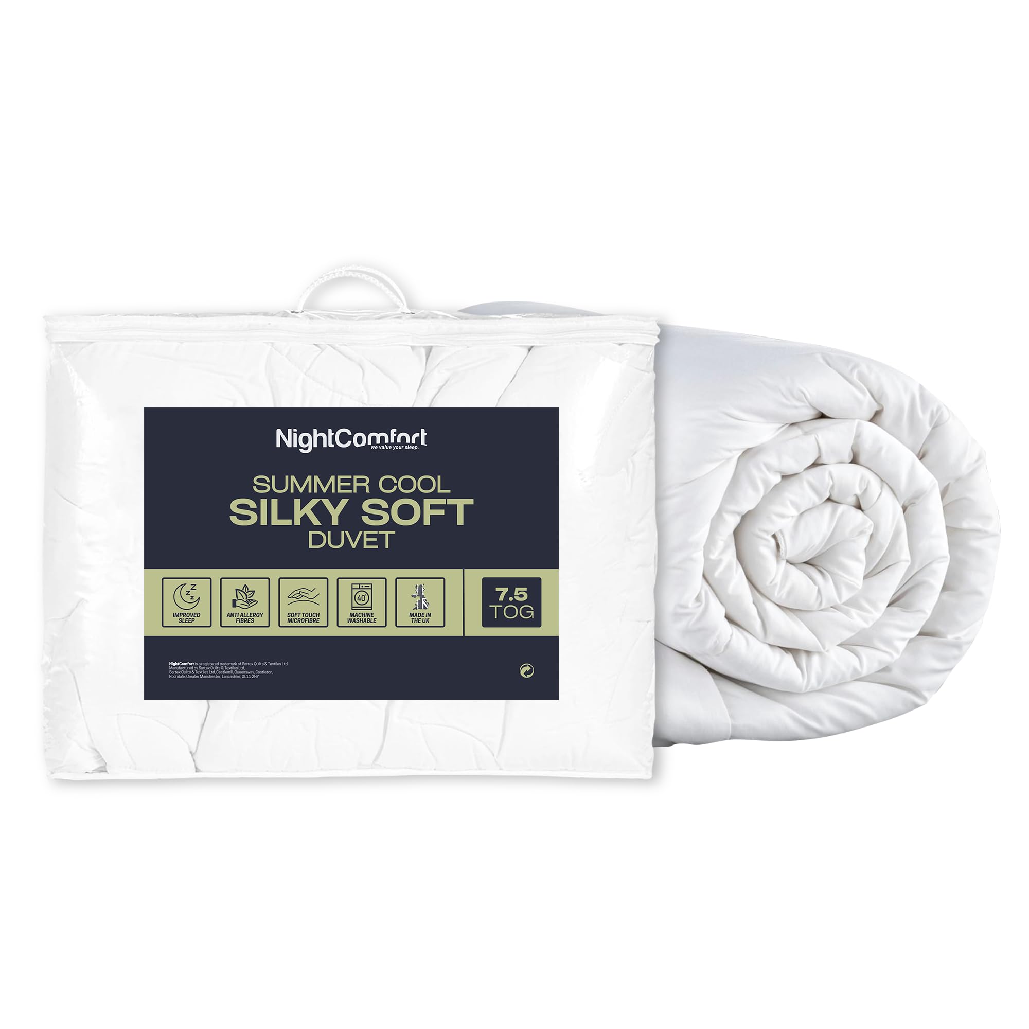 Night Comfort 7.5 Tog Super Soft Touch Microfibre Anti Allergy Hollowfibre Summer Duvet King