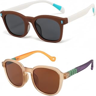 2 Pack Polarized Kids Sunglasses for Little Girls Boys Everglow