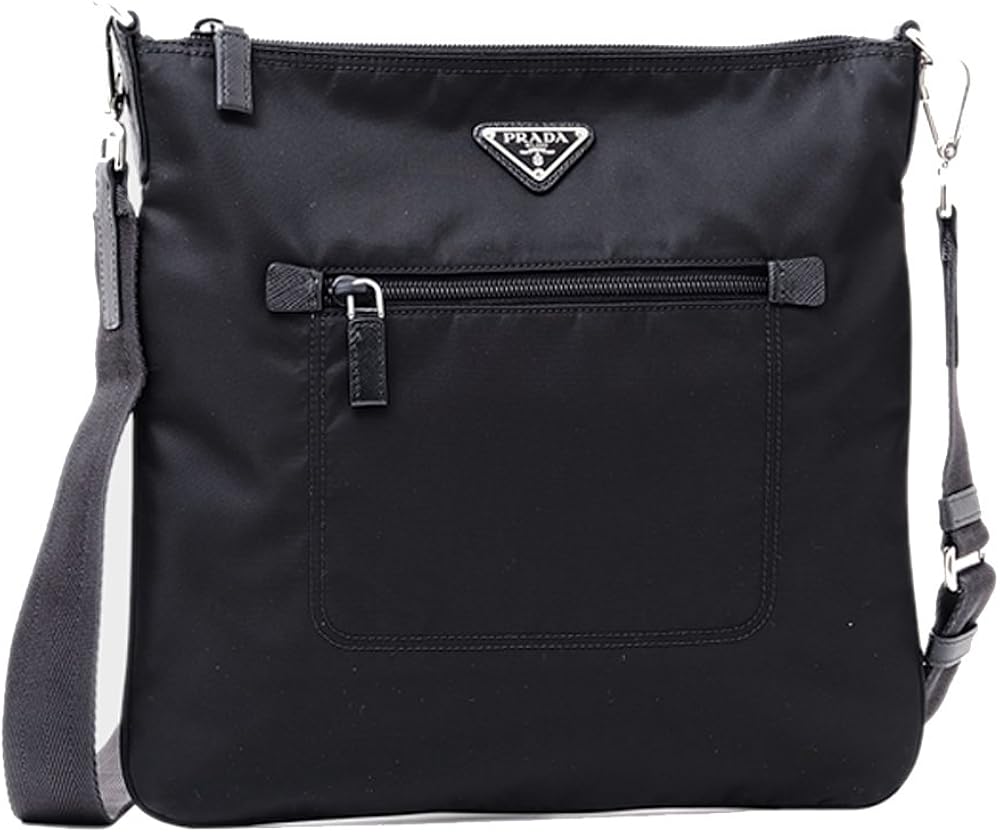 Prada Nylon Messenger Bag Crossbody Black 1BH715 Clothing