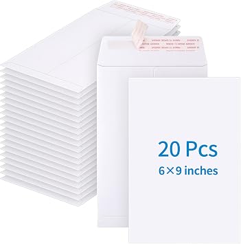 20 Pack Catalog Envelopes Self Seal, 6 x 9 Inches Catalog Mailing Envelopes,White Manila Envelopes for Mailing, Organize, Storage, Home, Office