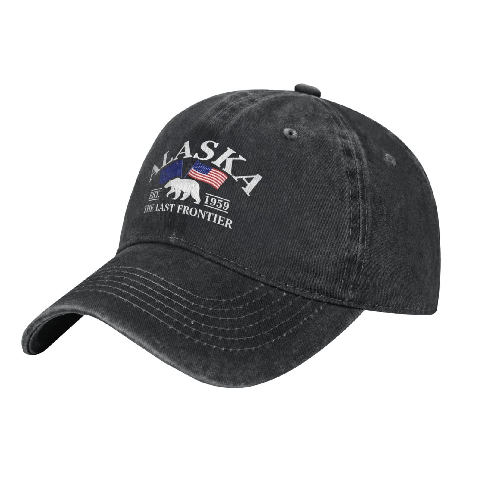 Melbrakin Unisex Black Alaska Est. 1959 Hat The Last Frontier Baseball Cap Trucker Hat