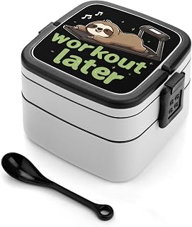 Sloth1 Gym Workout Later Adult Bento Box Stackable Lunchbox