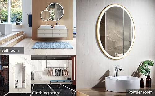 Dimmable Led Bathroom Mirror, Antifog Oval Modern Make Up Mirror With Light, Vertical Fashion Led Wall Light 24 X 32 In Vertical With Touch Sensor (Cl054-2432-Ts) #TOP4