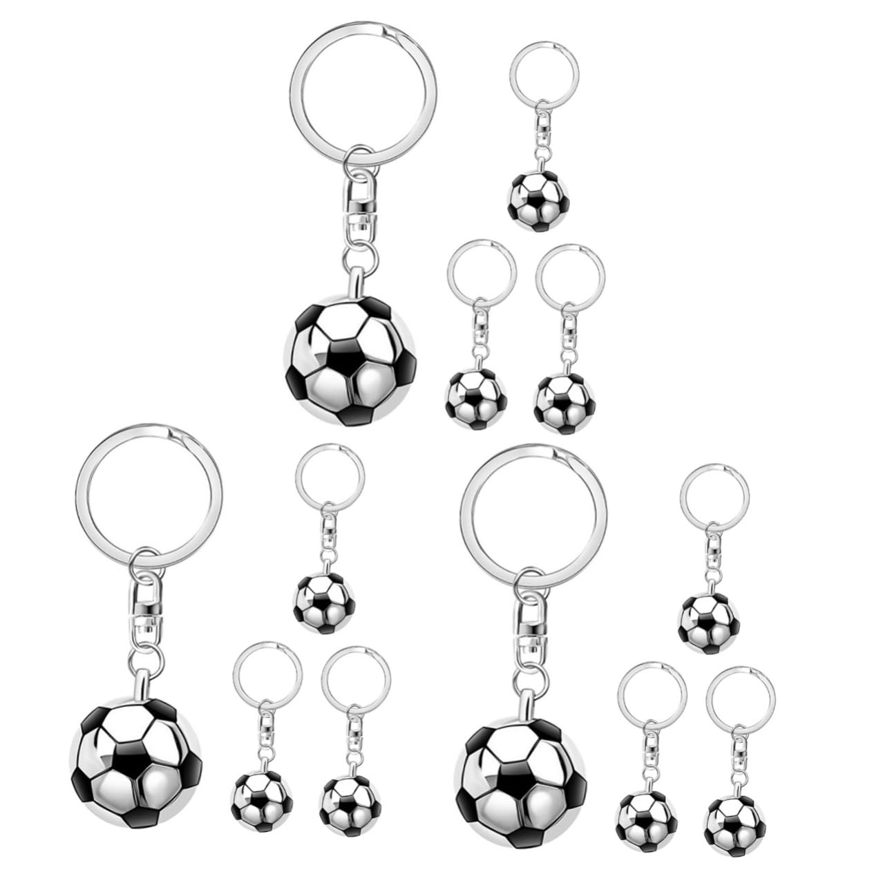 TOYANDONA 12piezas Llavero De Fútbol Metálico Adornos Colgantes Para Fiestas De Fútbol y Cumpleaños Para Decorar Mochilas y Bolsos