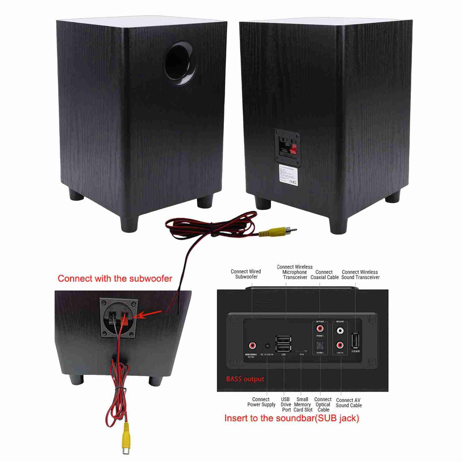 Subwoofer Pasivo de 6,5 Pulgadas y 100 W, Altavoz de Graves Profundos Independiente con Carcasa de MDF, Efecto de Reflexión en el Suelo para Audio Doméstico